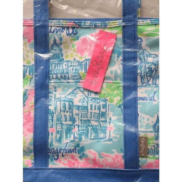 💗💙 LILLY PULITZER Mercato Washington DC Large Beach Tote NEW WITH TAGS - Picture 12 of 12